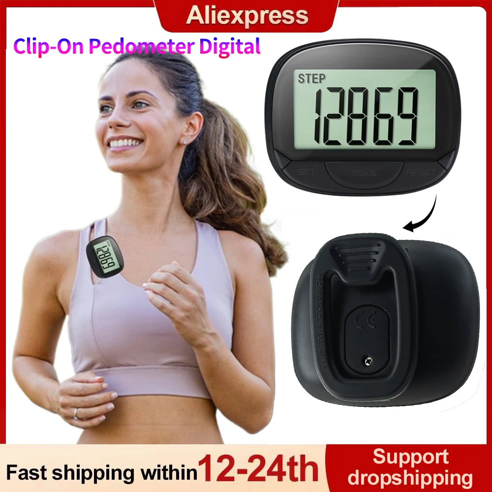 Mini Clip-On Pedometer Electronic Pedometer Digital Display Simple Step Tracker Large Screen Multifunctional for Outdoor Sports