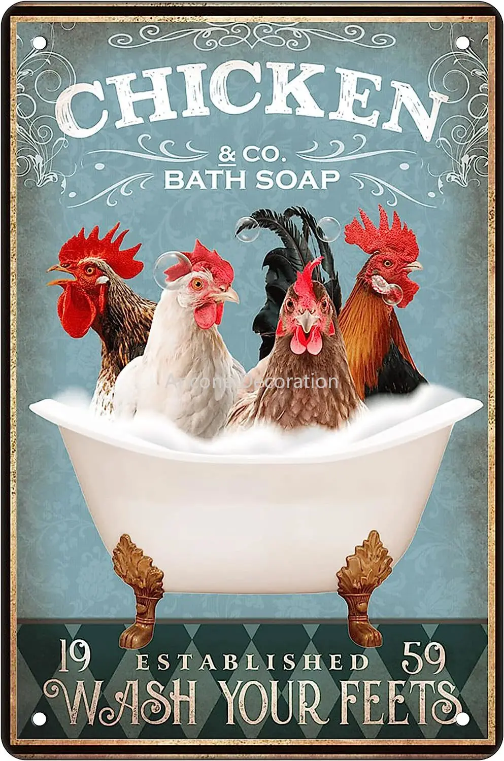 

Funny Chicken Decor Bathroom Decor Bathtub Decor Chicken Coop Accessories Farm Decor Chicken Signs Wall Art Poster Retro