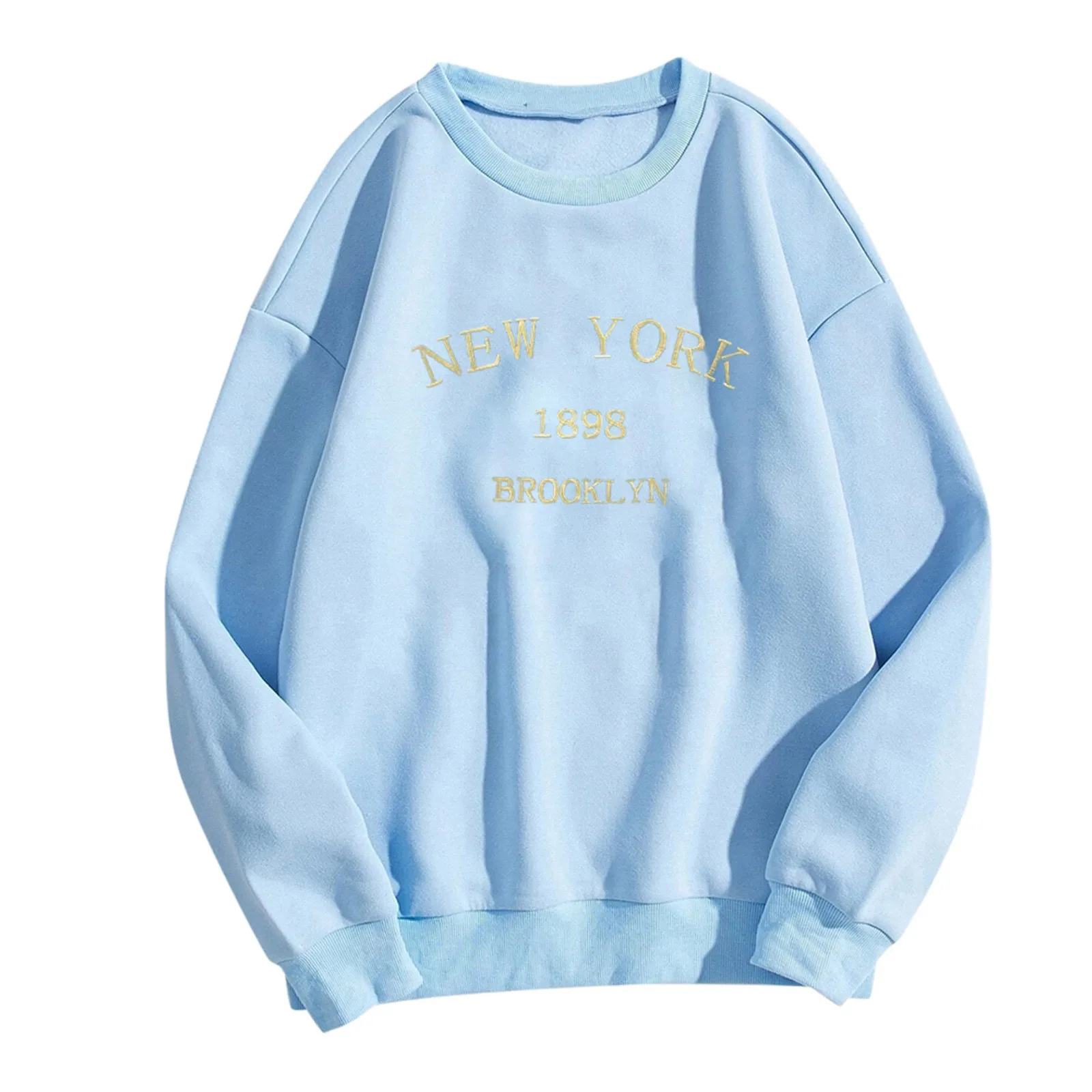 

NEW YORK 1898 BROOKLYN Print Sweatshirt Women Crewneck Letter Embroidery Pullover Long Sleeve Clothes Female Harajuku Tops
