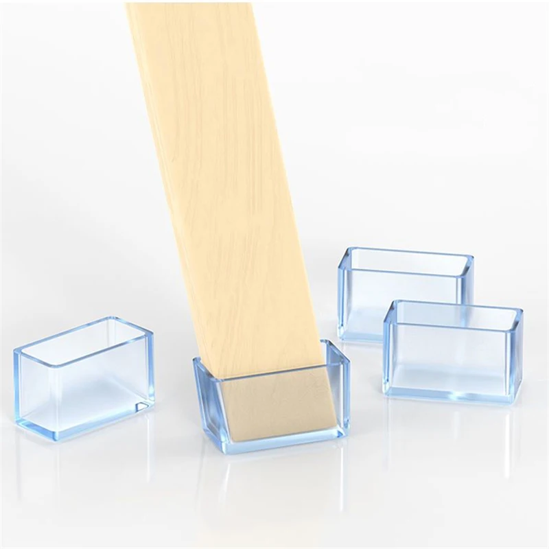 

Rectangular Transparent Rubber Chair Leg Protect Cover Simple Wear-resistant Furniture Leg Pad Thicken Table Chair Legs Mute Pad