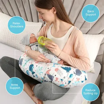 Nursing Pillow for Bottle and Breastfeeding Multifunctional Breastfeeding Pillows with 100% Organic Cotton Nursing Pillow Cover 1