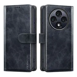 Premium Magnetic Flip Leather Wallet Case with Card Holder - Reno12 Fs (Black)