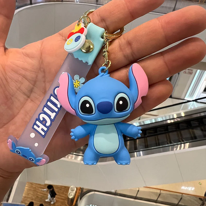 Lilo and Stitch Keychain Cartoon Pink Purple Stitch Doll Keyring Pendant