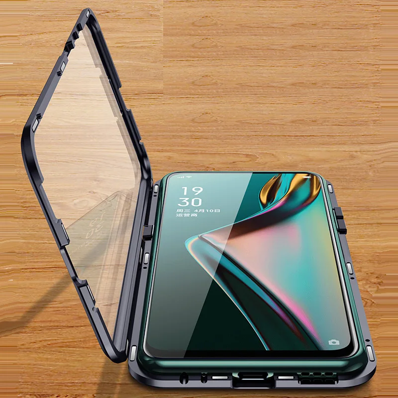 

Double-Sided Metal Magnetic Adsorption Case For OPPO A73 5G A74 4G A74 5G Glass Magnet Case For OPPO A77 5G A76 Cover