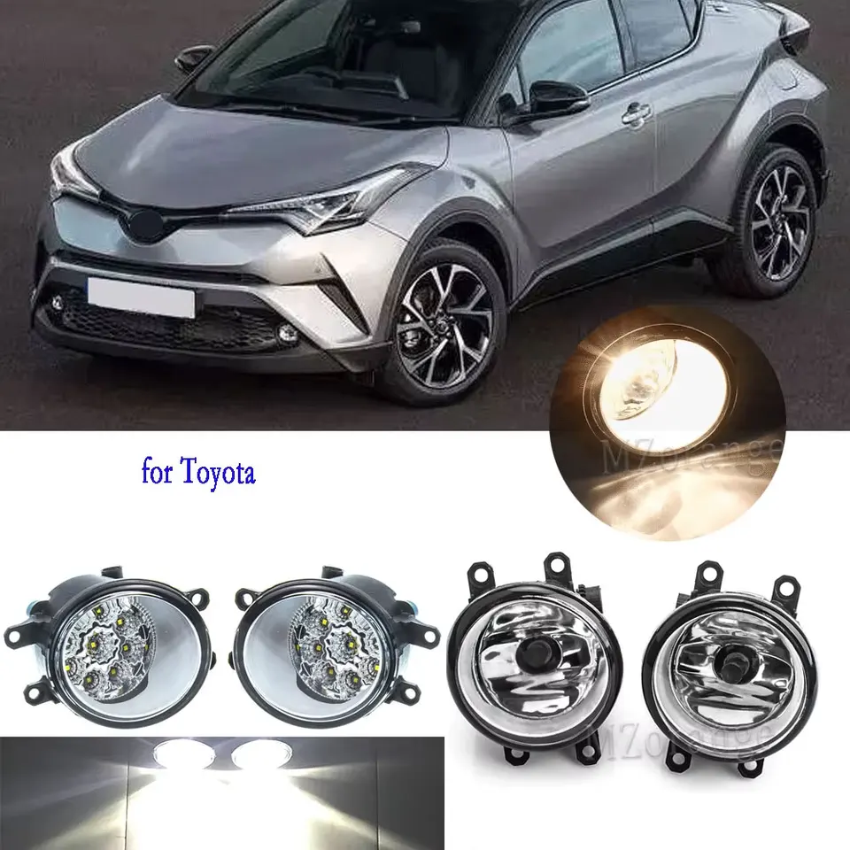 2 Stks Auto Led Lens Mistlamp Angel Eye Drl 30W Voor Toyota Rav4 Land Cruiser Prado Highlander Yaris Prius 4runner,Blue and white
