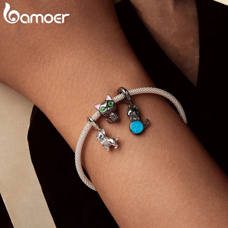 BAMOER Serie Pet Charms In Autentico Gatto Nero In Argento - Foto 12
