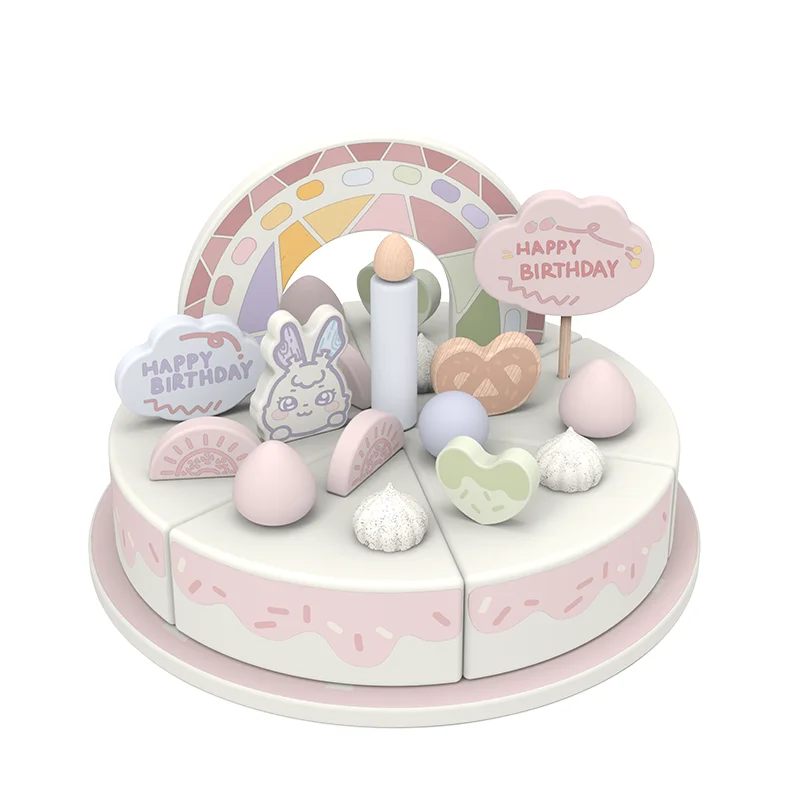 

Новинка 2024 г., деревянная игрушка Монтессори для ролевых игр с свечами, торт для малышей для маленьких девочек и мальчиков, игровой домик, десерт