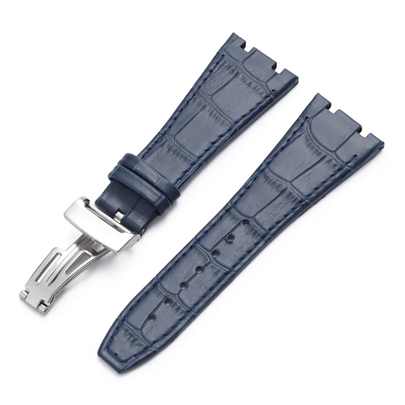 Premium Leather Watchbands - 27mm Cowhide Straps with Folding Buckle