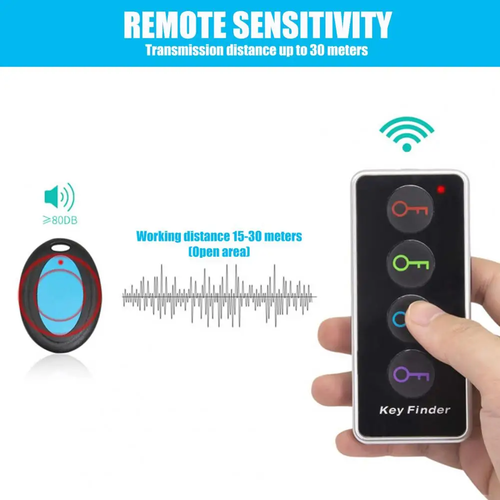 Tracking Device Wireless Anti-Lost Alarm 80dB 30m Distance 499.82MHz One Click Search ABS 4 Colors Key Finder