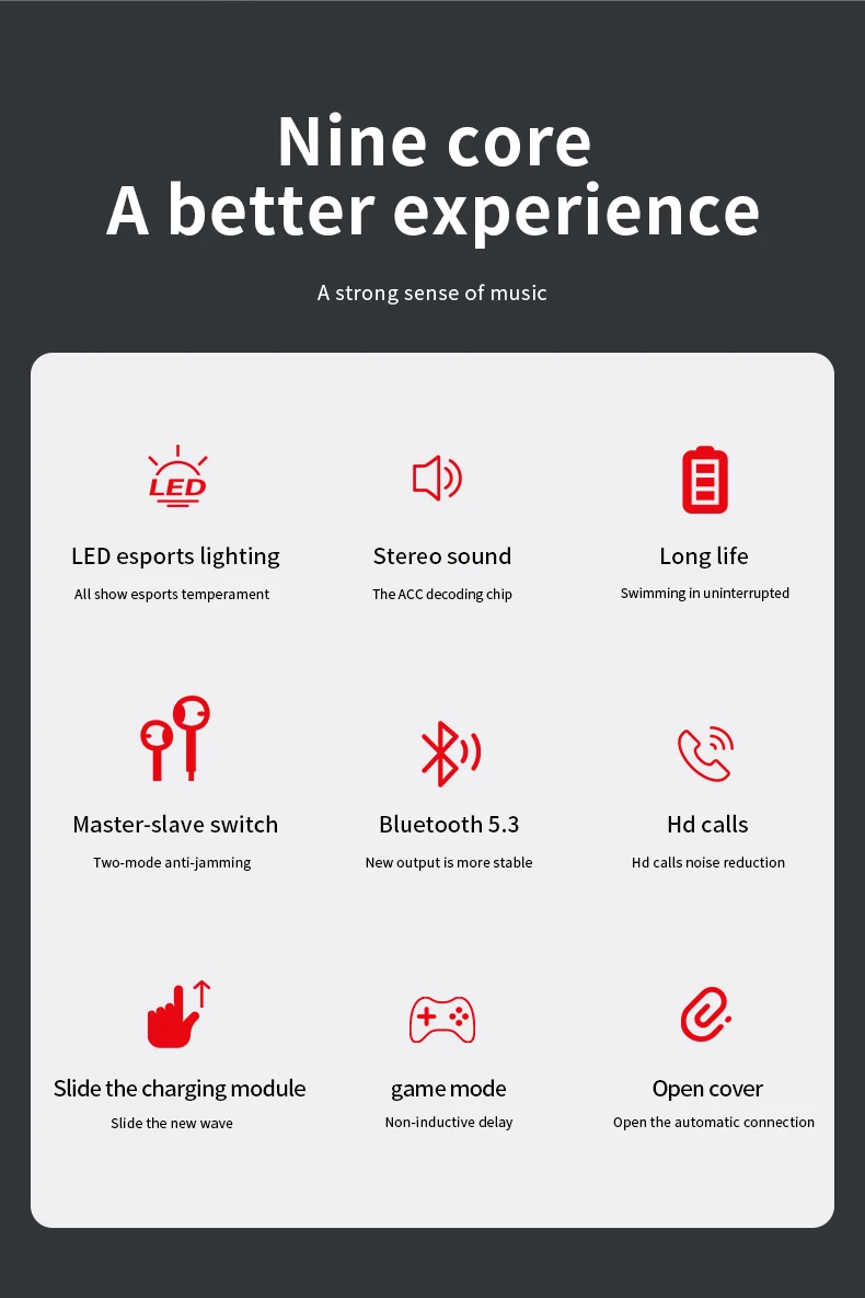 Description Picture 3 of itemM90 Wireless Headphones TWS Bluetooth Touch Control Earphones Sport Earbuds Hifi Stereo Gaming Headset With Mic For smartphone