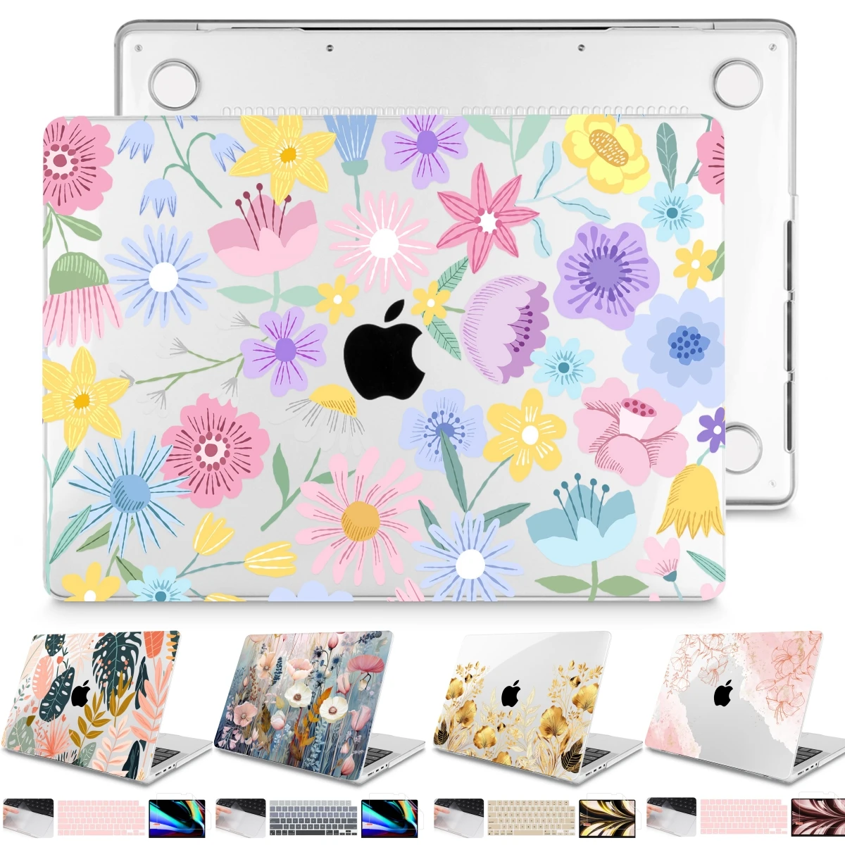 Estojo de Impressão Floral para Macbook Spring Case para Modelos 2024 m3 Air 13 15 A3113 A3114 Pro13 14 16 A2991 A2442 m2 m1 A2337 A2338 A2681 2023