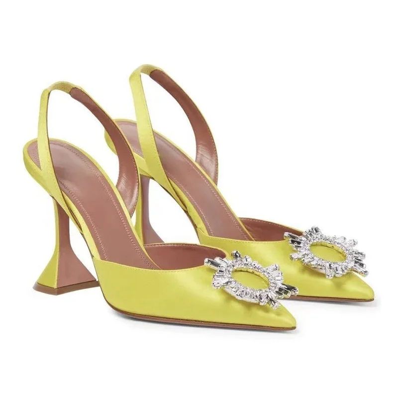 Women high heels platform high heels sandals ankle buckle sandals crystal buckle rhinestone pointed toe wedding shoes
