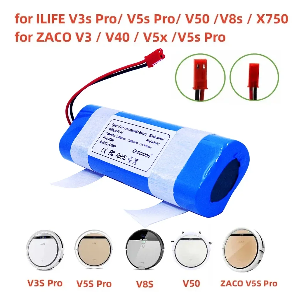 

NEW 14.8V 12800mAh Good Quality Battery For ilife V50 V55 V8s V3s Pro V5s Pro V8s X750 Robot Vacuum Cleaner Battery 14.4V