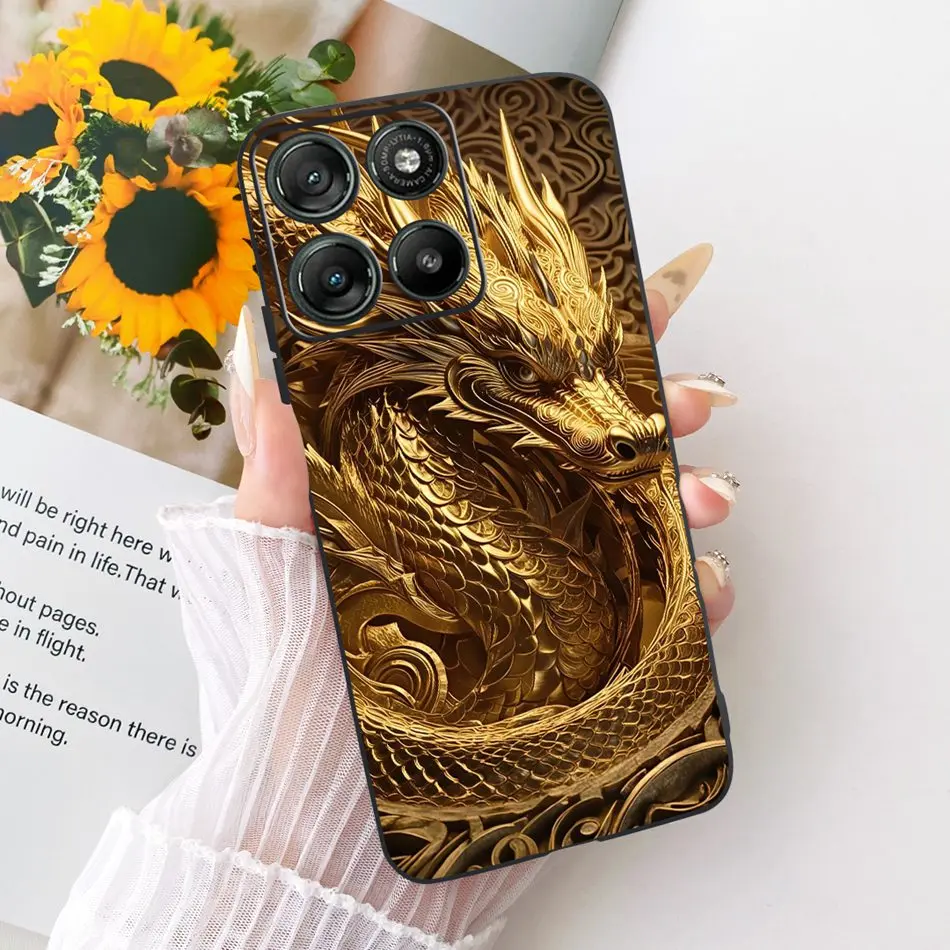 Cool Dragon Tiger Pattern Black Silicone Phone Case with Soft Bumpers