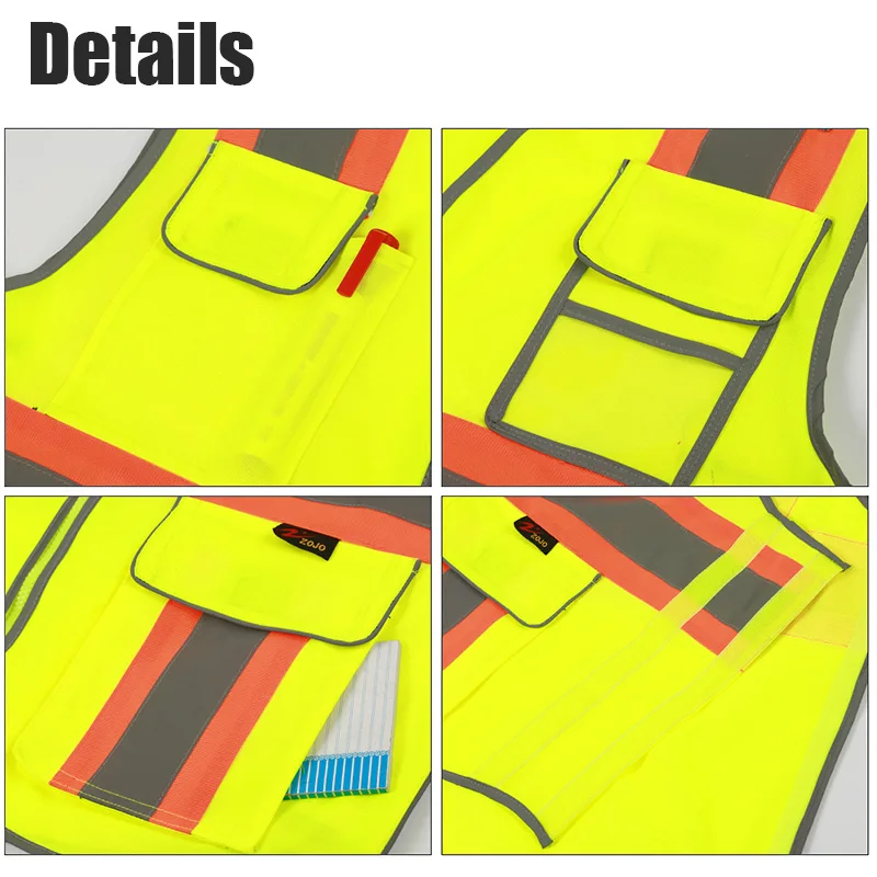 Safety Vest Reflective with Pockets and Zipper For Construction Work Gear PPE High Visibility Work vest reflective vest,safety vest,high visibility vest