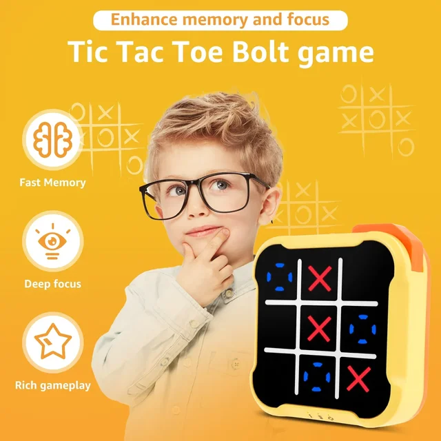 Children Electronic Toys Tic Tac Toe Game Noughts and Crosses Game Memory Training Infinite Portable Travel Games for Kids Adult 6