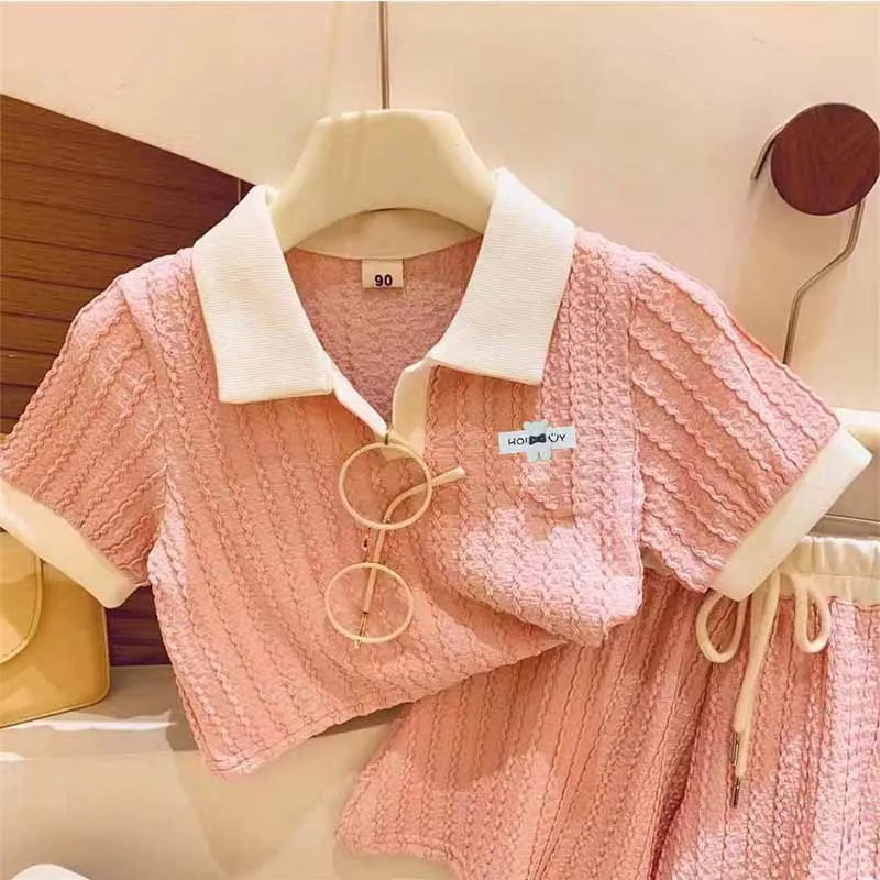 Kids clothes set Baby Blouse Sets Girls Summer Suit Short Sleeve Top Pant 2Pcs 2-10Y