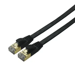 High - Speed Flat Cat7 Ethernet Cable - SSTP Network Internet Patch Cord for Seamless Connectivity (Black)