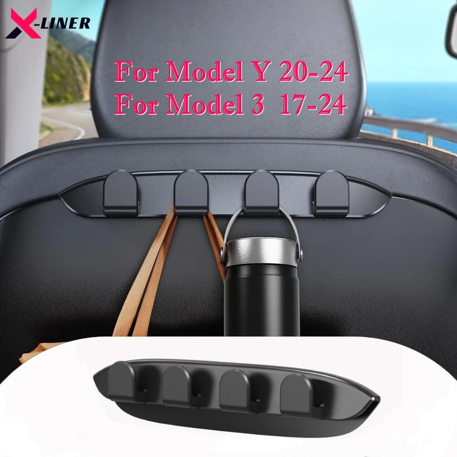 

Multi-use Car Seatback Hooks for Tesla Model Y Model 3 2024-2017 Purse Hanger Seat Back Organizers Purses Handbag Grocery Holder