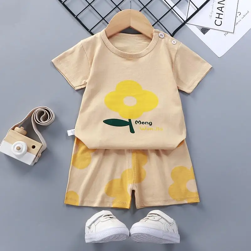 Baby Clothing Set expensive 2022 Toddler Costume Baby Girls 2 Piece Set Summer Short Sleeved T 100% Cotton Cartoon Children's Clothes Newborn Baby Outfits baby clothes set gift Baby Clothing Set