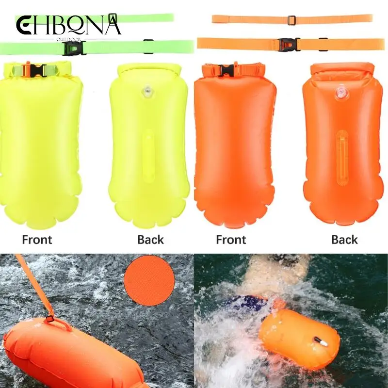 

1PC Inflatable Open PVC Swimming Buoy Tow Float Dry Bag Double AirBag With Belt High Visibility Swimming Water Sport Safety Bag