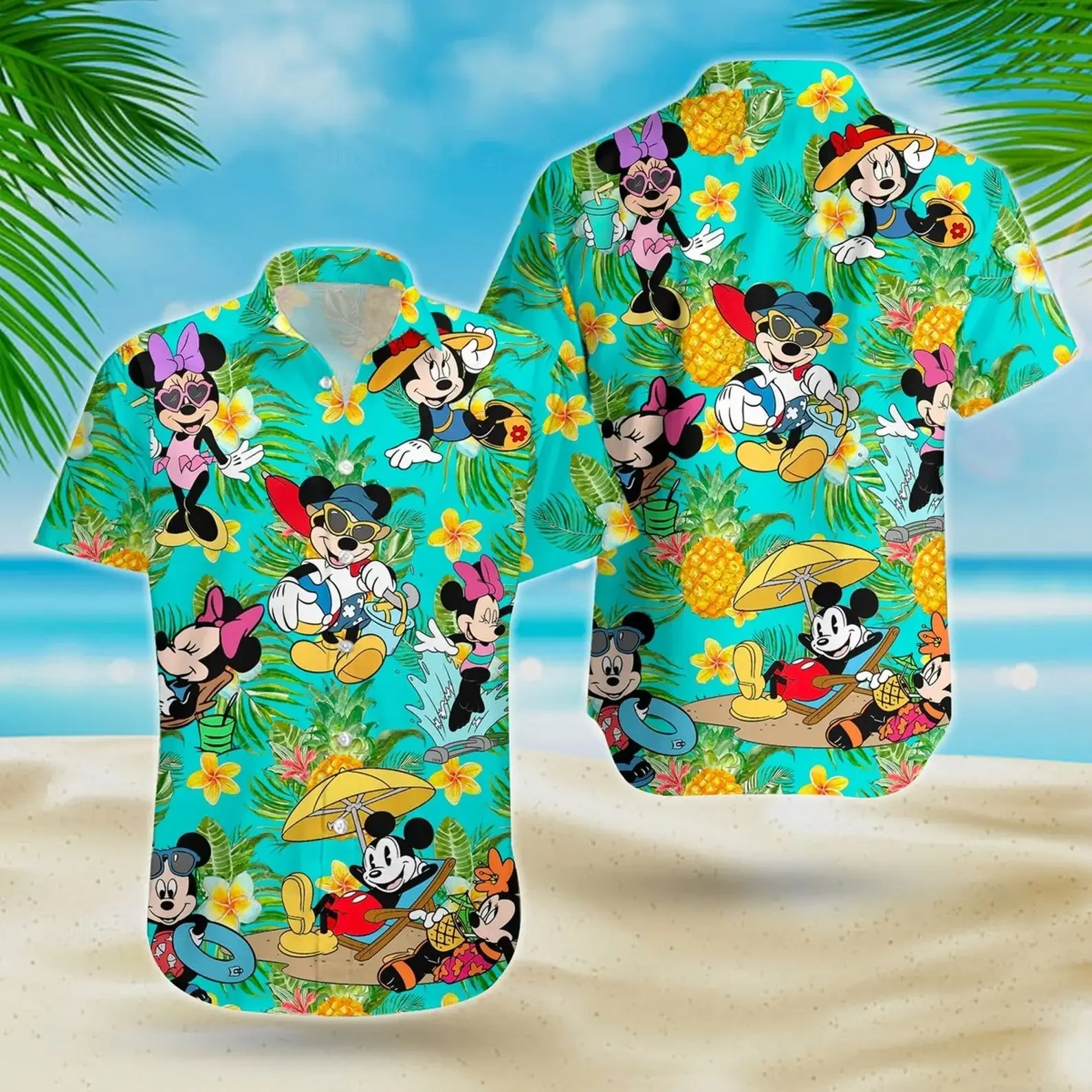 

Mickey Mouse Hawaiian Shirt Vintage Button Down Short Sleeve Shirt Disney Hawaiian Shirt Magic Kingdom Casual Beach Men's Shirt