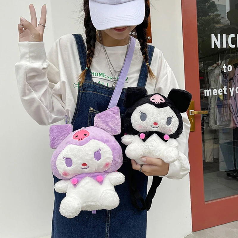 Kuromi Kawaii Peluche Pendentif Porte-clés Sanrioed Schoolbag Accessoires  Cartoon Cute Backpack Anime Peluche Doll Toys Child Gifts