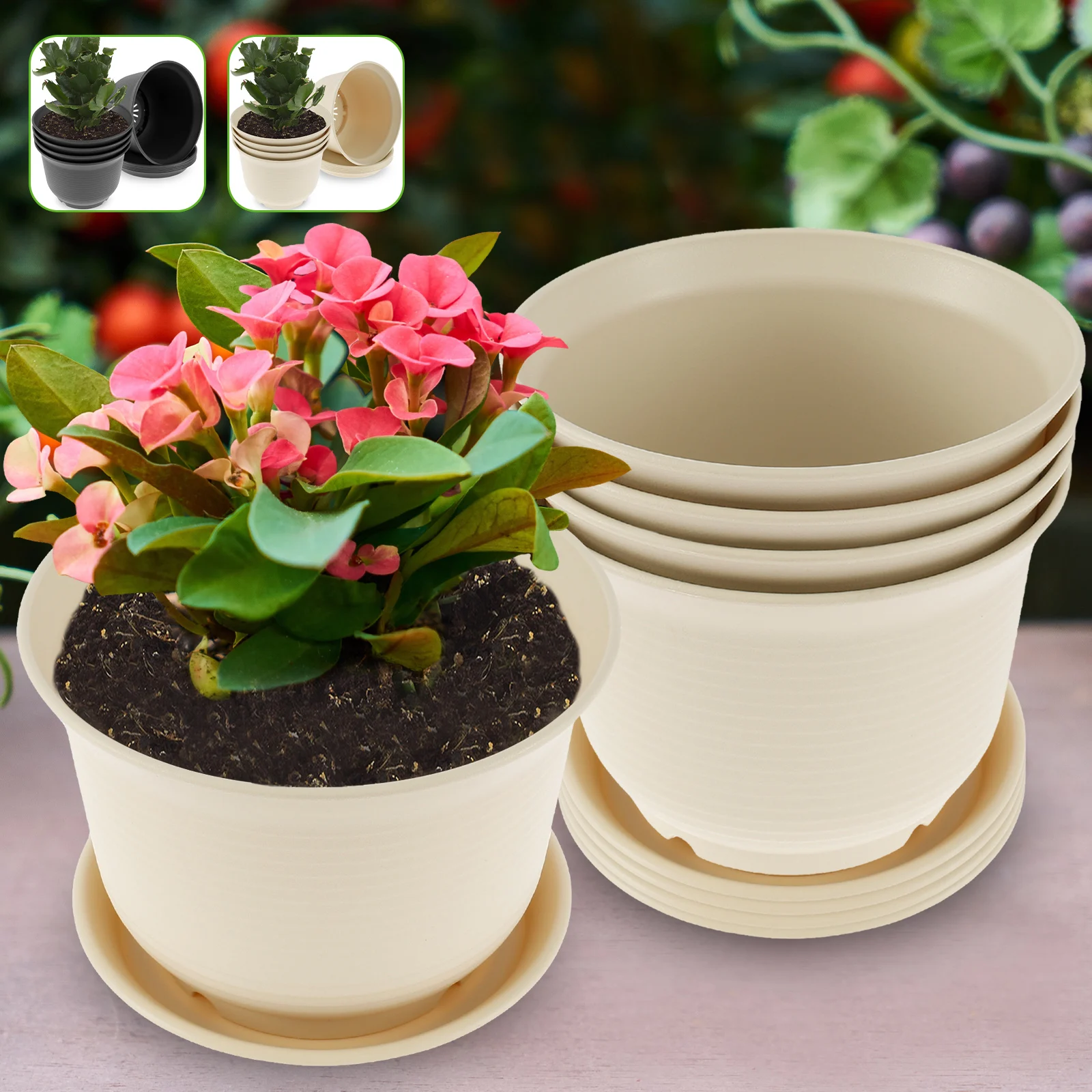 

5 шт., цветочные горшки с дренажной сеткой