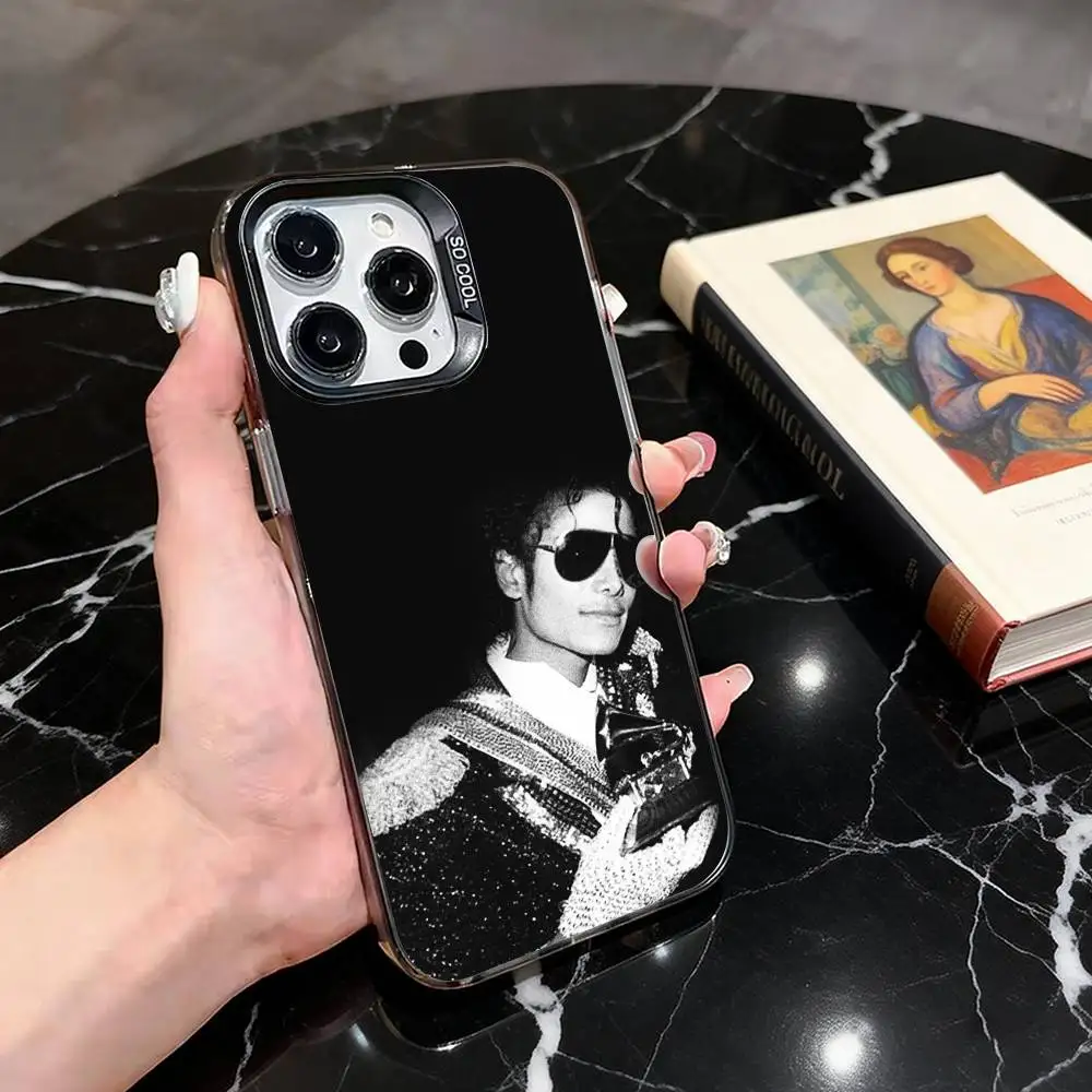 Silver Plated Michael Jackson Themed Phone Case with Colorful Design