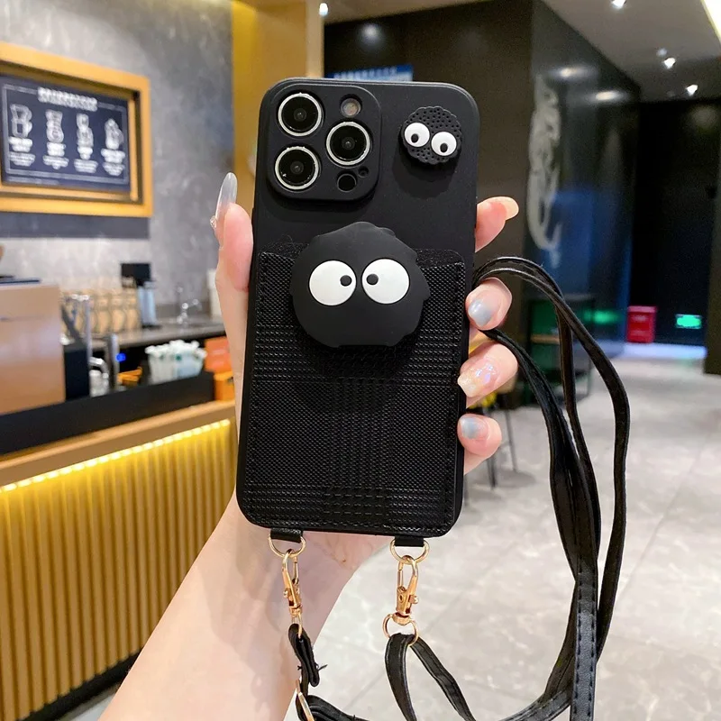 Crossbody Lanyard Cartoon Black Card Bag Phone Case
