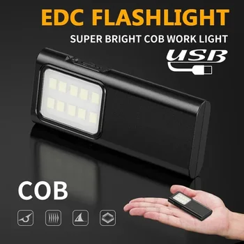 EDC Flashlight Keychain Light Super Bright With Pen Clip Mini LED Flashlight, USB Charging Port Emergency Work Camping Light