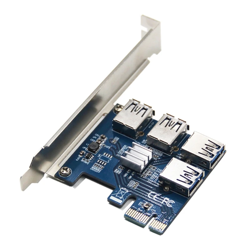 

Плата-адаптер PCI для от 1x до 16x с питанием от USB PCI-E от 1 до внешних 4-GPU Riser Extender Card для майнинга