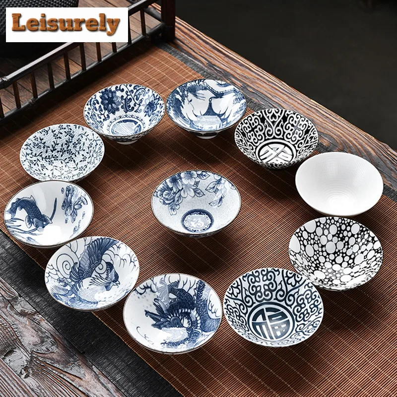 1PCS Blue and White Porcelain Cone Teacup Anti Scaling Hand-painted Tasting Tea Bowl Travel Meditation Cup Chinese Tea Set 70ml