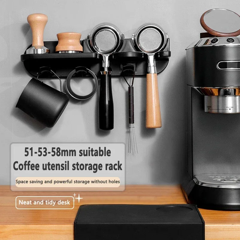 

51/54/58mm Wall Mount Coffee Set Storage Rack Puching Free Espresso Coffee Portafilters Holder Coffeeware Organizer Accessories