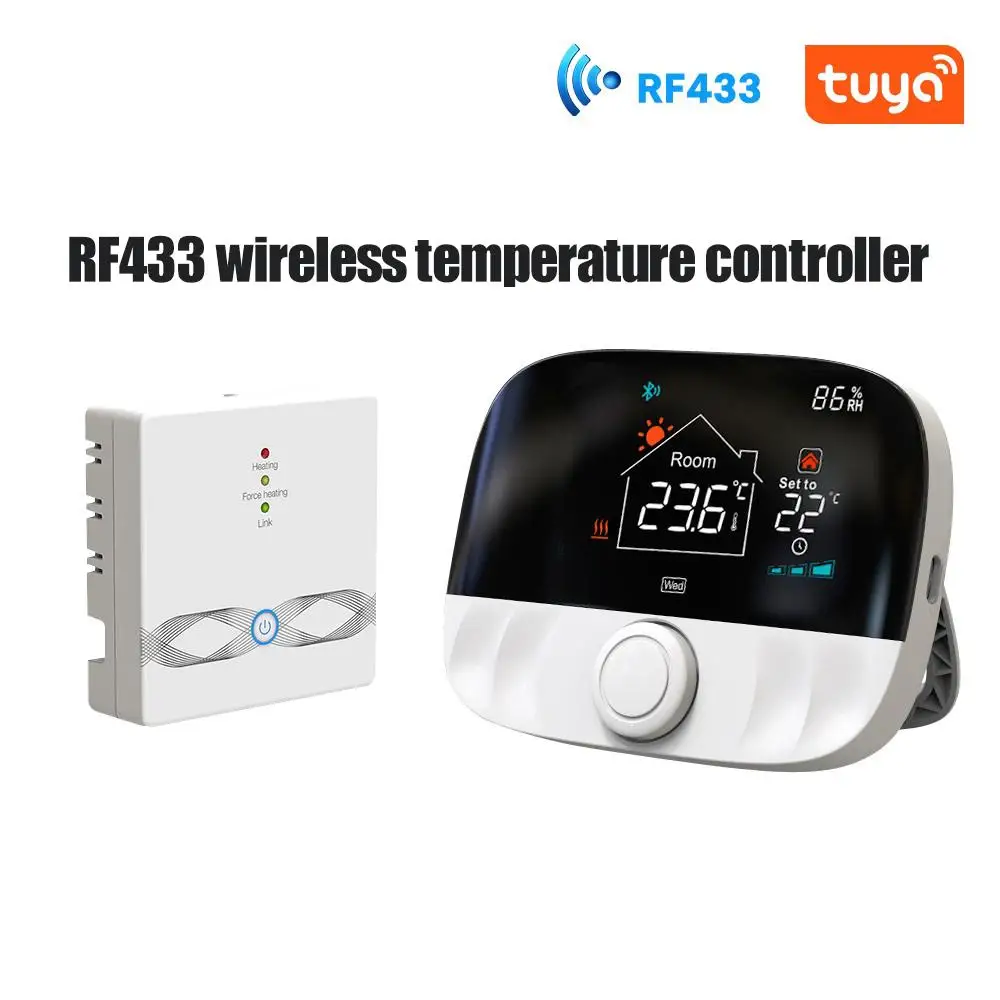 

Tuya RF4333 Wireless Thermostat Wifi Water Gas Boiler And Actuator Programmable 0.5℃ Hysteresis Temperature Controller