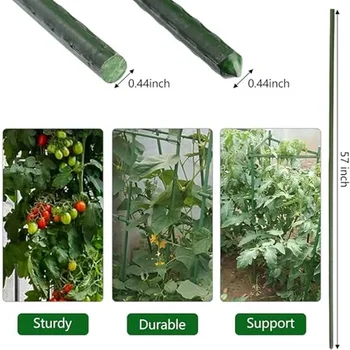Steel Garden Plant Stakes 57 Inch Support Stick 25 Pack Climbing Tomato Stakes Potted Plants Non-Slip Design Easy to Use Wide 3