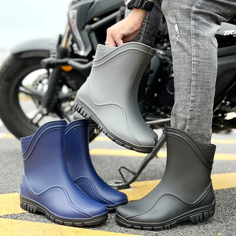 Men's And Women's Same Style Super Large Rain Boots Outdoor Fashion Waterproof Anti-Slip Trend Work Long Tube Rain Boots 39-44