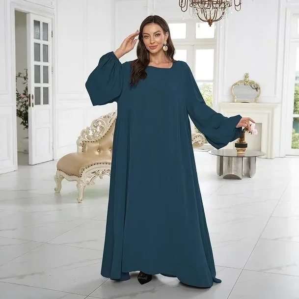 New 2025 Muslim Women's Long Robe Dress Simple Style Middle East Abaya One Piece Garment for Women Elegant Fashionable - Image 2