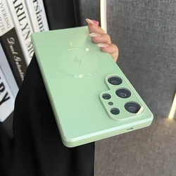 Ultra Thin AG Matte Magnetic Case with Glass Lens Protection & Shockproof Cover - S24 Plus (Fragrant Green)