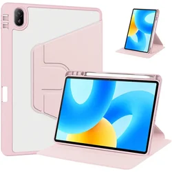360° Rotating Tablet Case with Pencil Holder and Adjustable Stand for MatePad 11.5 2026 (Pink)