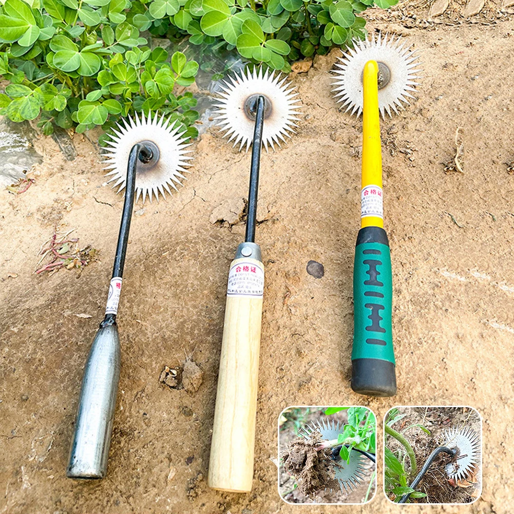 Multifunction Weeding Artifact Uprooting Garden Weeding Tool Lightweight Sunflower Hoe with Wooden Handle for Lawn Care 2