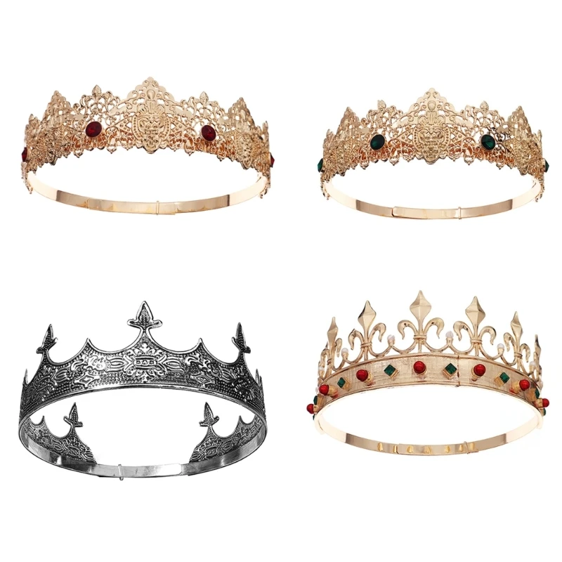 King Crown Headband Halloween King Costume Tiaras Crown Hairband for FormalEvent CosplayParty Antique MedievalHeadpiece