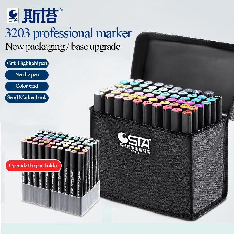 STA 3203 Art Markers Set Dual Headed Artist Sketch Oily Alcohol Based  Markers Pen 30/36/40/48/60/80/128/201 Colors For Animation - AliExpress