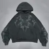 Y2k Gothic Style Mens Suit Black Print Zipper Hooded Sweatshirt Simple Cotton Hip Hop Large Size Loose Print Jogger Pants Unisex 3
