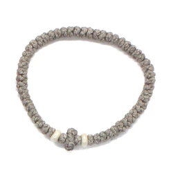 Handwoven Adjustable Greek Orthodox Prayer Bracelet - Unisex Religious Wristband Ornament (Light gray)