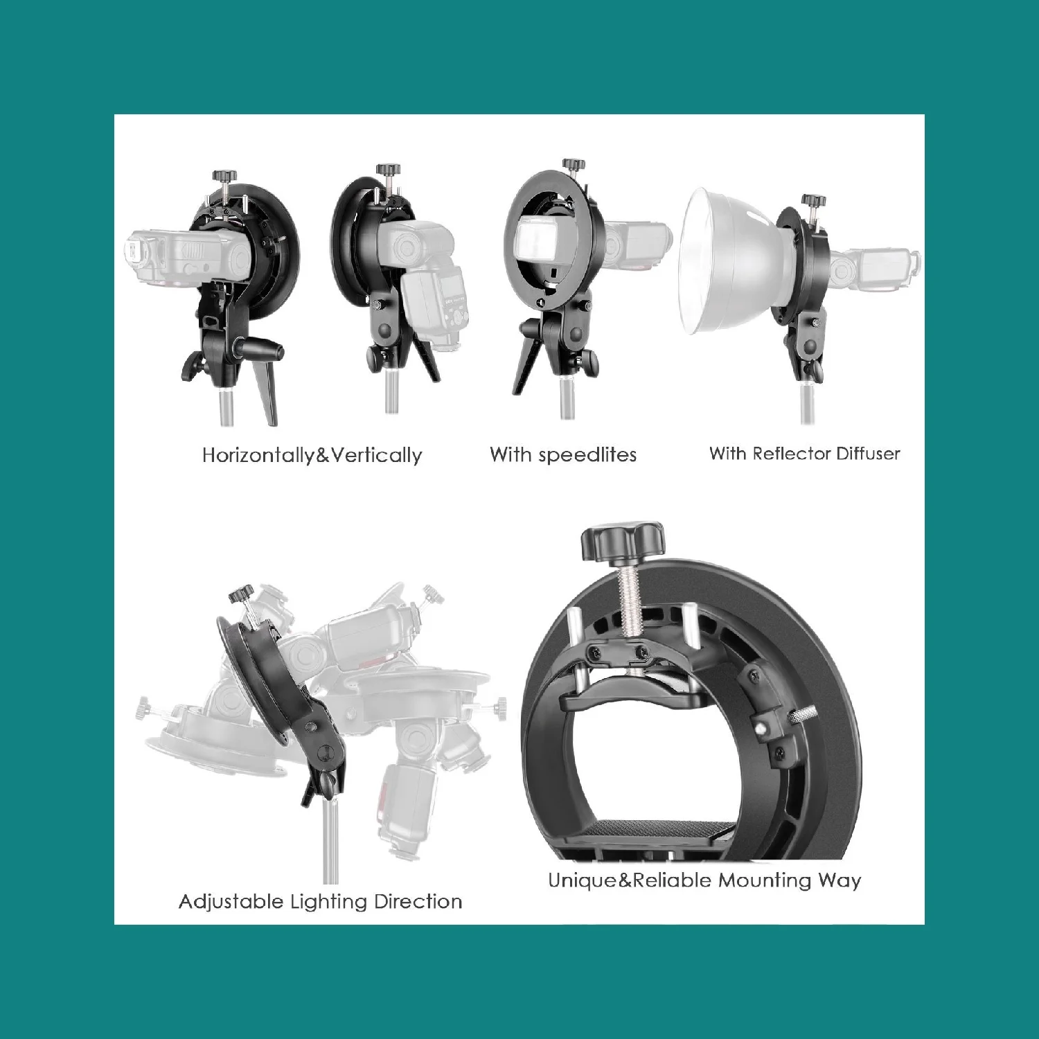니워 24x24/60x60CM 소프트박스, S형 스피드라이트 플래시 브래킷 마운트 포함, 인물 사진 또는 제품 사진 촬영용