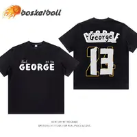 100% Cotton American Paul George Jersey Change Trend Heavy Long Sleeve T-shirt Couple Basketball Short Sleeve 1