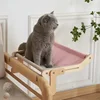 1pc Cat Window Hammock, Wooden Frame Hanging Cat Lounge Bed, Detachable Cat Basking Platform Window Seat Shelves 2