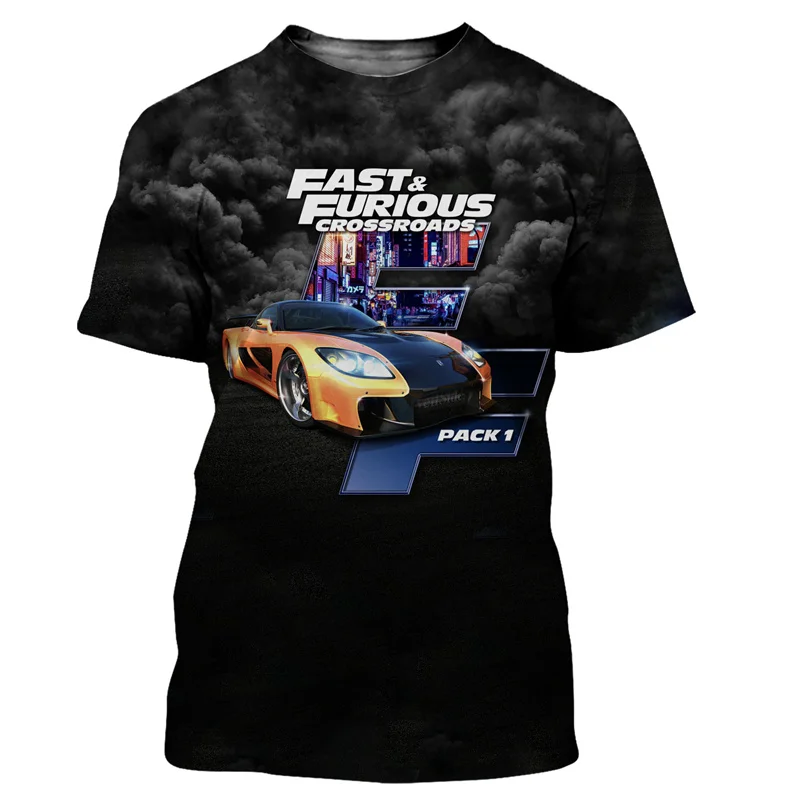 Tshirt Hot Movies Fast And Furious 3D Print Boys Girls Unisex Streetwear Casual Fashion T Shirt Harajuku Tees Top Abbigliamento Per Bambini