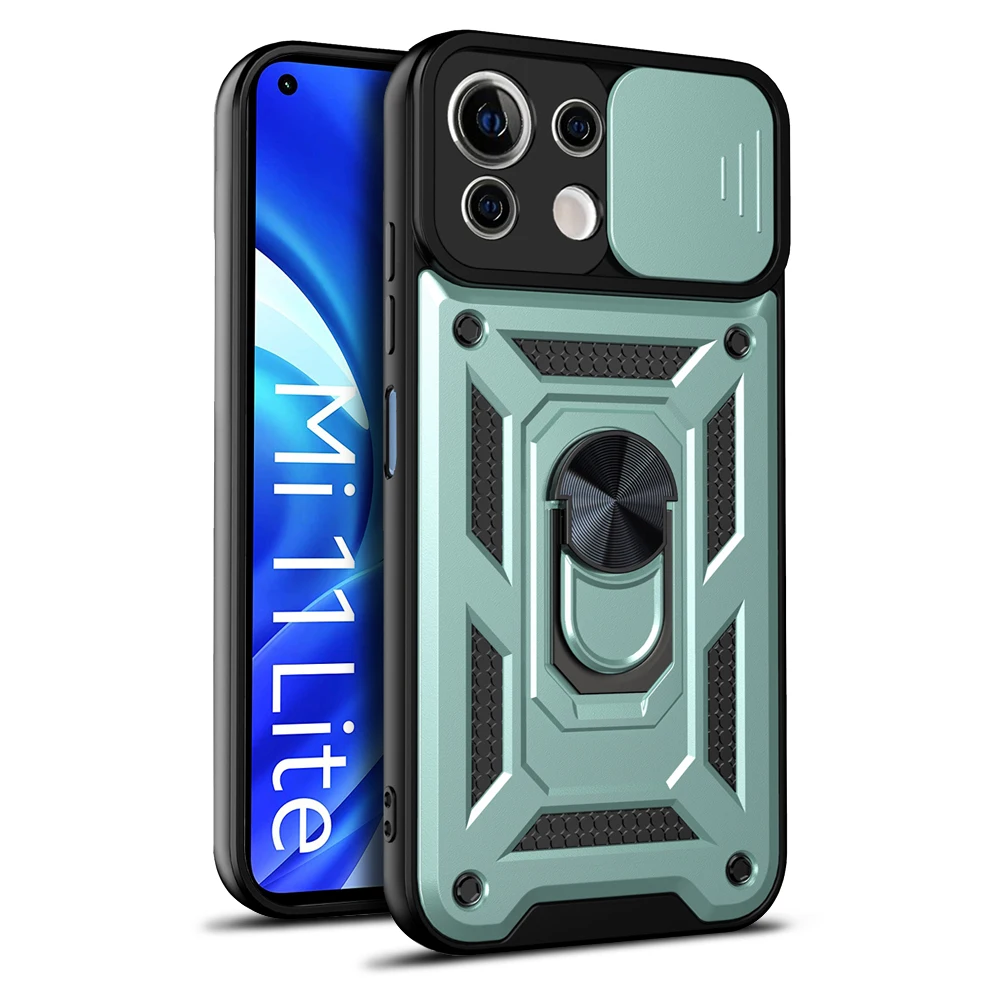Magnetic Ring Holder Armor Case with Slide Camera Protector